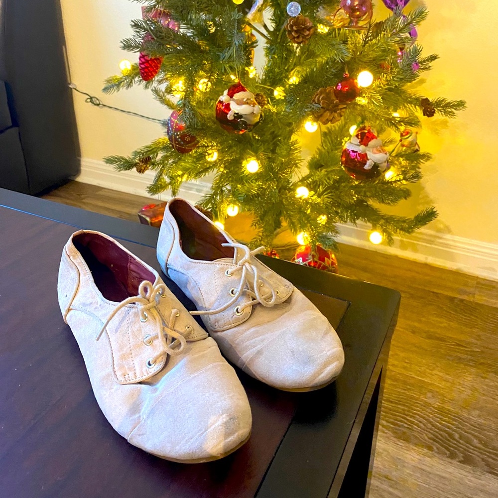 Cream suede shoes